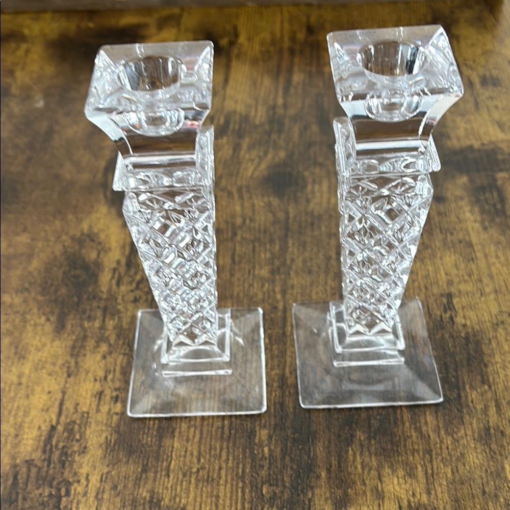 White Crystal Candlesticks  EUC